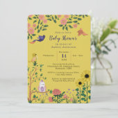 Invitation Boho Jaune Baby shower de Tea Party (Debout devant)