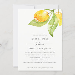 INVITATION BOHO JAUNE COULEUR D'EAU FOLIAGE BABY SHOWER OLIVE