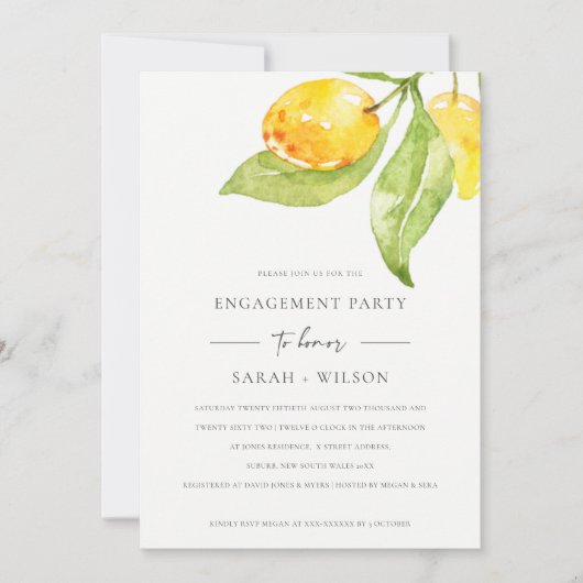 INVITATION BOHO JAUNE COULEUR D'EAU FOLIAGE FIANÇAILLES OLIVE (Devant)