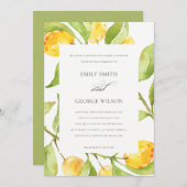 INVITATION BOHO JAUNE COULEUR D'EAU FOLIAGE MARIAGE OLIVE (Devant / Derrière)