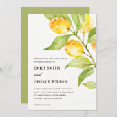 INVITATION BOHO JAUNE COULEUR D'EAU FOLIAGE MARIAGE OLIVE (Devant / Derrière)