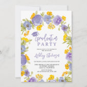 Invitation Boho jaune violet jardin fleuri graduation (Devant)
