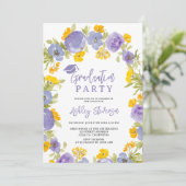 Invitation Boho jaune violet jardin fleuri graduation (Debout devant)