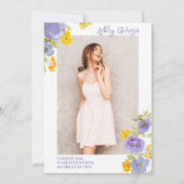 Invitation Boho jaune violet jardin fleuri graduation (Dos)