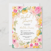 Invitation Boho joli été de fleurs d'or douche nuptiale (Devant)