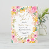 Invitation Boho joli été de fleurs d'or douche nuptiale (Debout devant)
