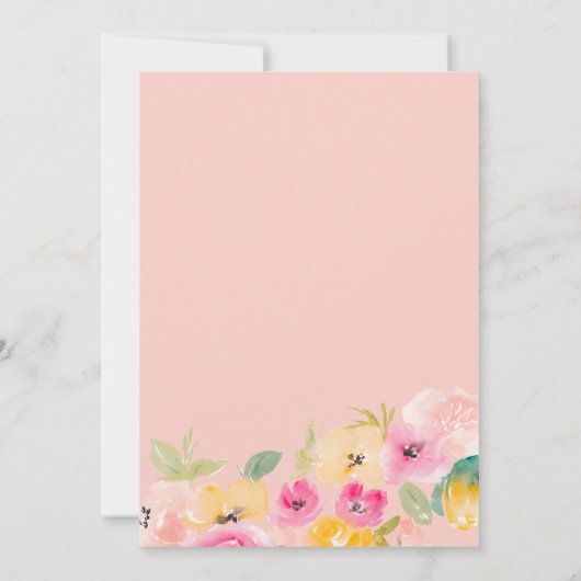 Invitation Boho joli été de fleurs d'or douche nuptiale (Dos)