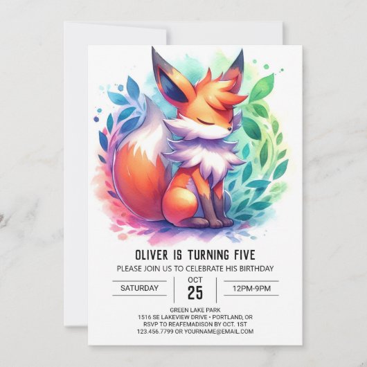 Invitation Boho Jouer Fox Anniversaire (Devant)