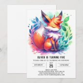 Invitation Boho Jouer Fox Anniversaire (Devant / Derrière)