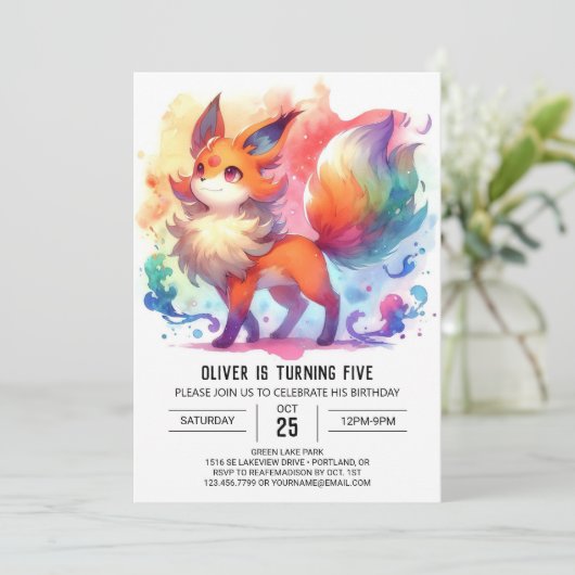 Invitation Boho Jouer Fox Anniversaire (Debout devant)