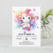 Invitation Boho Joyeux Singe Anniversaire (Debout devant)