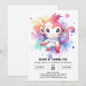 Invitation Boho Joyeux Singe Anniversaire (Devant / Derrière)