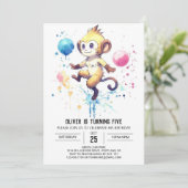 Invitation Boho Joyeux Singe Anniversaire (Debout devant)
