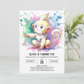 Invitation Boho Joyeux Singe Anniversaire (Debout devant)