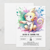 Invitation Boho Joyeux Singe Anniversaire (Devant / Derrière)