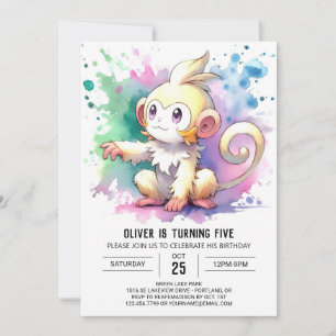 Invitation Boho Joyeux Singe Anniversaire