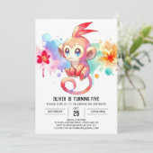 Invitation Boho Joyeux Singe Anniversaire (Debout devant)