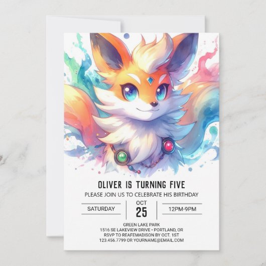Invitation Boho Joyful Fox Anniversaire (Devant)