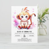 Invitation Boho Joyful Monkey Anniversaire (Debout devant)