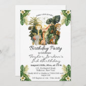 Invitation Boho Jungle Animaux fête d'anniversaire (Devant / Derrière)