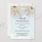 Invitation Boho Jungle de Palmiers Feuillage Bleu Détails Bor (Devant)