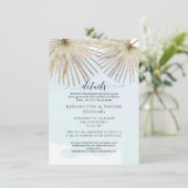 Invitation Boho Jungle de Palmiers Feuillage Détails Bleu Bor (Debout devant)