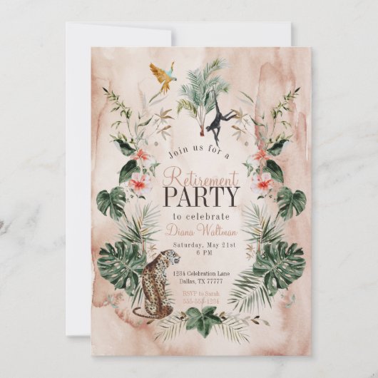 Invitation Boho Jungle Retraite Party aquarelle (Devant)