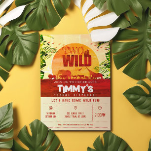 Invitation Boho Jungle Safari Animaux Deux Wild 2e Anniversai
