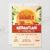 Invitation Boho Jungle Safari Animaux sauvages Anniversaire d (Devant)