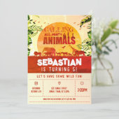 Invitation Boho Jungle Safari Animaux sauvages Anniversaire d (Debout devant)