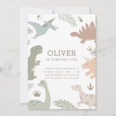 Invitation Boho Kids Dinosaur Thème Anniversaire (Devant)
