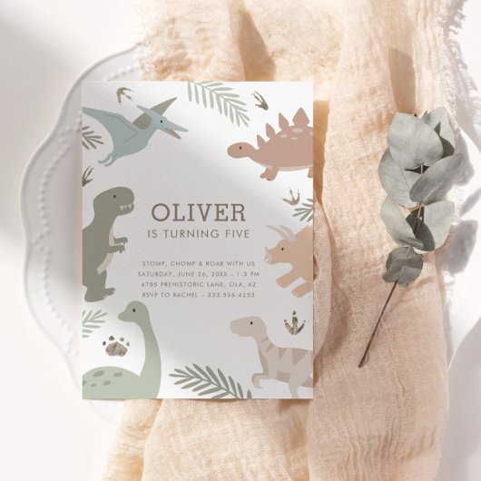 Invitation Boho Kids Dinosaur Thème Anniversaire