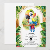 Invitation Boho Kids Parrot Anniversaire (Devant / Derrière)