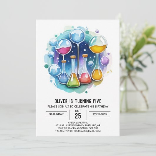 Invitation Boho Lab Gear Expérimenté Scientifique Anniversair (Debout devant)