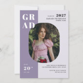 Invitation Boho Lavender Bold Typographie Photo Graduation (Devant)
