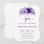 Invitation Boho Lavender Floral Plum Purple Engagement Party (Devant / Derrière)