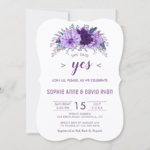 Invitation Boho Lavender Floral Plum Purple Engagement Party