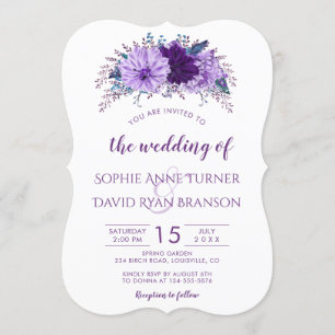 Invitation Boho Lavender Floral Plum Purple Mariage
