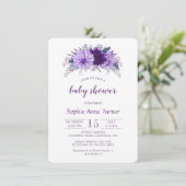 Invitation Boho Lavender Plum Floral Purple Baby shower (Debout devant)