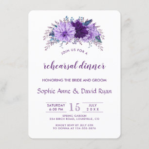 Invitation Boho Lavender Plum Floral Purple Dîner De Répétiti