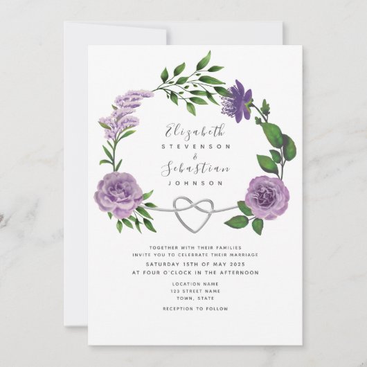 Invitation Boho Lavender Purple Mariage (Devant)