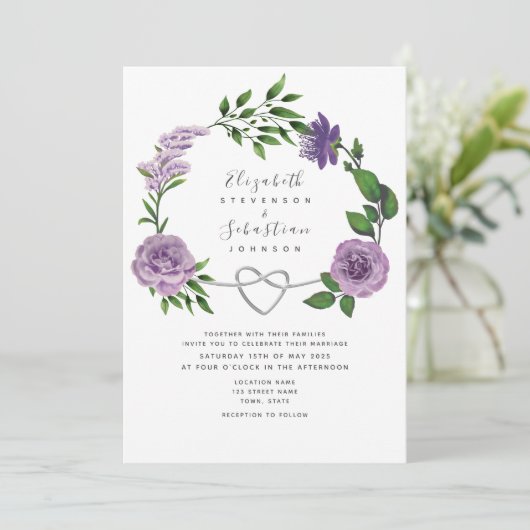 Invitation Boho Lavender Purple Mariage (Debout devant)