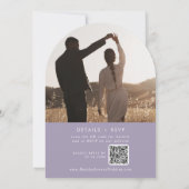 Invitation Boho Lavender Purple Photo QR Code Arch Mariage (Dos)