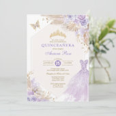 Invitation Boho Lavender Quinceañera Mis Quince 15 Anos (Debout devant)