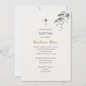 Invitation Boho Leaves Orthodox Christian Baptism (Devant)