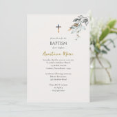 Invitation Boho Leaves Orthodox Christian Baptism (Debout devant)