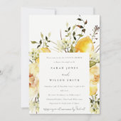 Invitation Boho Lemon Aquarelle Jaune Couples Florales Douche (Devant)