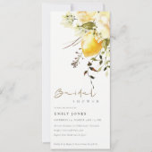 Invitation Boho Lemon Aquarelle jaune Fête des mariées floral (Devant)