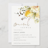 Invitation Boho Lemon Aquarelle jaune Fête des mariées floral (Devant)