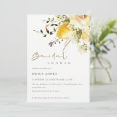Invitation Boho Lemon Aquarelle jaune Fête des mariées floral (Debout devant)